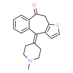 ChemSpider 2D Image | 4-(1-Methyl-4-piperidinylidene)-4,10-dihydro-9H-benzo[4,5]cyclohepta[1,2-b]thiophen-9-one | C19H19NOS