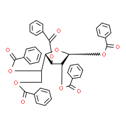 ChemSpider 2D Image | (5xi)-1,2,3,5,6-Penta-O-benzoyl-L-arabino-hexofuranose | C41H32O11