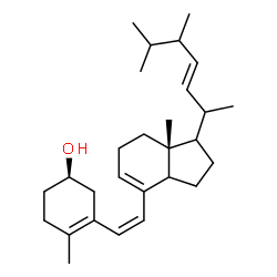 ChemSpider 2D Image | (3R,6Z,14xi,17xi,20xi,22E,24xi)-9,10-Secoergosta-5(10),6,8,22-tetraen-3-ol | C28H44O