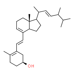 ChemSpider 2D Image | (3S,6E,14xi,17xi,20xi,22E,24xi)-9,10-Secoergosta-5(10),6,8,22-tetraen-3-ol | C28H44O
