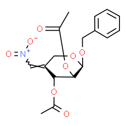ChemSpider 2D Image | Benzyl 2,3-di-O-acetyl-4-deoxy-4-(nitromethylene)-beta-D-threo-pentopyranoside | C17H19NO8