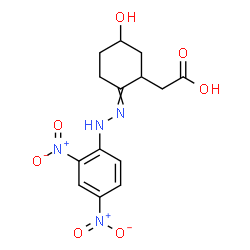 ChemSpider 2D Image | {2-[(2,4-Dinitrophenyl)hydrazono]-5-hydroxycyclohexyl}acetic acid | C14H16N4O7