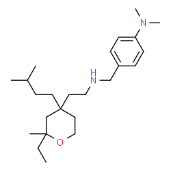 ChemSpider 2D Image | 4-[({2-[2-Ethyl-2-methyl-4-(3-methylbutyl)tetrahydro-2H-pyran-4-yl]ethyl}amino)methyl]-N,N-dimethylaniline | C24H42N2O