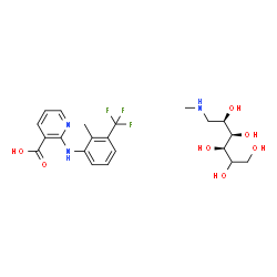 ChemSpider 2D Image | 2-{[2-Methyl-3-(trifluoromethyl)phenyl]amino}nicotinic acid - (2xi)-6-deoxy-6-(methylamino)-D-arabino-hexitol (1:1) | C21H28F3N3O7
