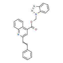 ChemSpider 2D Image | 1H-Benzotriazol-1-ylmethyl 2-(2-phenylvinyl)-4-quinolinecarboxylate | C25H18N4O2