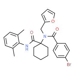 ChemSpider 2D Image | 4-Bromo-N-{1-[(2,6-dimethylphenyl)carbamoyl]cyclohexyl}-N-(2-furylmethyl)benzamide | C27H29BrN2O3