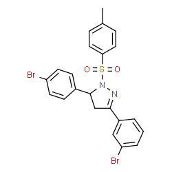 ChemSpider 2D Image | 3-(3-Bromophenyl)-5-(4-bromophenyl)-1-[(4-methylphenyl)sulfonyl]-4,5-dihydro-1H-pyrazole | C22H18Br2N2O2S