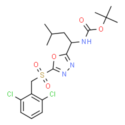ChemSpider 2D Image | 2-Methyl-2-propanyl (1-{5-[(2,6-dichlorobenzyl)sulfonyl]-1,3,4-oxadiazol-2-yl}-3-methylbutyl)carbamate | C19H25Cl2N3O5S