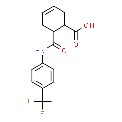 ChemSpider 2D Image | 6-{[4-(Trifluoromethyl)phenyl]carbamoyl}-3-cyclohexene-1-carboxylic acid | C15H14F3NO3