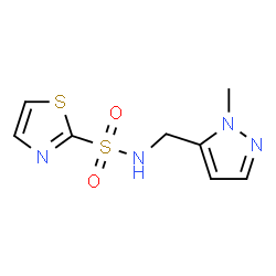 ChemSpider 2D Image | N-[(1-Methyl-1H-pyrazol-5-yl)methyl]-1,3-thiazole-2-sulfonamide | C8H10N4O2S2