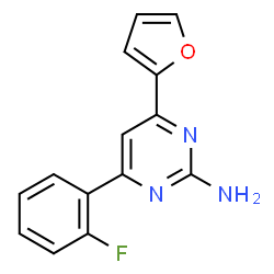 ChemSpider 2D Image | 4-(2-Fluorophenyl)-6-(2-furyl)-2-pyrimidinamine | C14H10FN3O