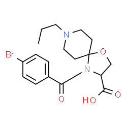 ChemSpider 2D Image | 4-(4-Bromobenzoyl)-8-propyl-1-oxa-4,8-diazaspiro[4.5]decane-3-carboxylic acid | C18H23BrN2O4