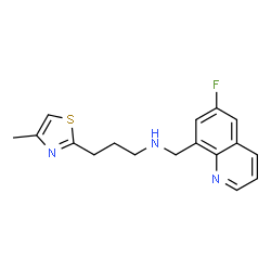 ChemSpider 2D Image | N-[(6-Fluoro-8-quinolinyl)methyl]-3-(4-methyl-1,3-thiazol-2-yl)-1-propanamine | C17H18FN3S