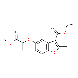 ChemSpider 2D Image | Ethyl 5-[(1-methoxy-1-oxo-2-propanyl)oxy]-2-methyl-1-benzofuran-3-carboxylate | C16H18O6