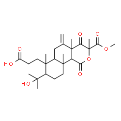 ChemSpider 2D Image | 3-[8-(2-Hydroxy-2-propanyl)-3-(methoxycarbonyl)-3,4a,7,10a-tetramethyl-5-methylene-1,4-dioxododecahydro-1H-benzo[h]isochromen-7-yl]propanoic acid | C26H38O8