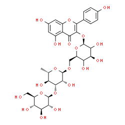 ChemSpider 2D Image | 5,7-Dihydroxy-2-(4-hydroxyphenyl)-4-oxo-4H-chromen-3-yl beta-D-glucopyranosyl-(1->3)-6-deoxy-alpha-L-mannopyranosyl-(1->6)-beta-D-threo-hexopyranoside | C33H40O20