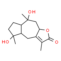 ChemSpider 2D Image | 5,8-Dihydroxy-3,5,8-trimethyl-4a,5,6,7,7a,8,9,9a-octahydroazuleno[6,5-b]furan-2(4H)-one | C15H22O4