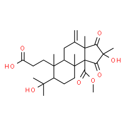 ChemSpider 2D Image | 3-[2-Hydroxy-7-(2-hydroxy-2-propanyl)-9b-(methoxycarbonyl)-2,3a,6,9a-tetramethyl-4-methylene-1,3-dioxododecahydro-1H-cyclopenta[a]naphthalen-6-yl]propanoic acid | C26H38O8