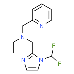 ChemSpider 2D Image | N-{[1-(Difluoromethyl)-1H-imidazol-2-yl]methyl}-N-(2-pyridinylmethyl)ethanamine | C13H16F2N4