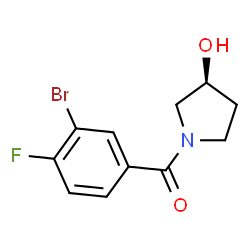 ChemSpider 2D Image | (3-Bromo-4-fluorophenyl)[(3S)-3-hydroxy-1-pyrrolidinyl]methanone | C11H11BrFNO2