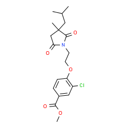 ChemSpider 2D Image | Methyl 3-chloro-4-[2-(3-isobutyl-3-methyl-2,5-dioxo-1-pyrrolidinyl)ethoxy]benzoate | C19H24ClNO5