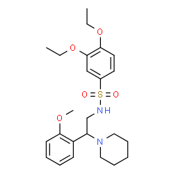 ChemSpider 2D Image | 3,4-Diethoxy-N-[2-(2-methoxyphenyl)-2-(1-piperidinyl)ethyl]benzenesulfonamide | C24H34N2O5S