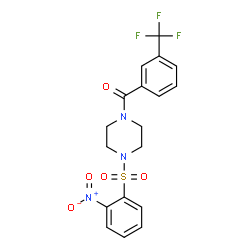 ChemSpider 2D Image | {4-[(2-Nitrophenyl)sulfonyl]-1-piperazinyl}[3-(trifluoromethyl)phenyl]methanone | C18H16F3N3O5S