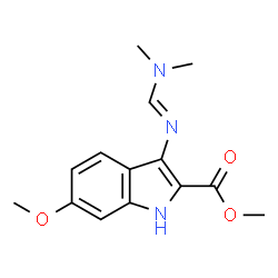 ChemSpider 2D Image | Methyl 3-{(E)-[(dimethylamino)methylene]amino}-6-methoxy-1H-indole-2-carboxylate | C14H17N3O3