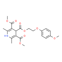 ChemSpider 2D Image | 4-[2-(4-Methoxyphenoxy)ethyl] 3,5-dimethyl 2,6-dimethyl-1,4-dihydro-3,4,5-pyridinetricarboxylate | C21H25NO8