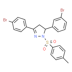 ChemSpider 2D Image | 5-(3-Bromophenyl)-3-(4-bromophenyl)-1-[(4-methylphenyl)sulfonyl]-4,5-dihydro-1H-pyrazole | C22H18Br2N2O2S