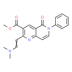 ChemSpider 2D Image | Methyl 2-[2-(dimethylamino)vinyl]-5-oxo-6-phenyl-5,6-dihydro-1,6-naphthyridine-3-carboxylate | C20H19N3O3