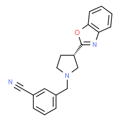 ChemSpider 2D Image | 3-{[(3S)-3-(1,3-Benzoxazol-2-yl)-1-pyrrolidinyl]methyl}benzonitrile | C19H17N3O