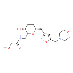 ChemSpider 2D Image | (1S)-1,5-Anhydro-2,3,6-trideoxy-6-[(methoxyacetyl)amino]-1-{[5-(4-morpholinylmethyl)-1,2-oxazol-3-yl]methyl}-D-erythro-hexitol | C18H29N3O6