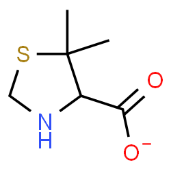 ChemSpider 2D Image | 5,5-Dimethyl-1,3-thiazolidine-4-carboxylate | C6H10NO2S