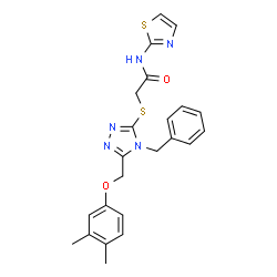 ChemSpider 2D Image | 2-({4-Benzyl-5-[(3,4-dimethylphenoxy)methyl]-4H-1,2,4-triazol-3-yl}sulfanyl)-N-(1,3-thiazol-2-yl)acetamide | C23H23N5O2S2