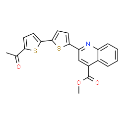 ChemSpider 2D Image | Methyl 2-(5'-acetyl-2,2'-bithiophen-5-yl)-4-quinolinecarboxylate | C21H15NO3S2