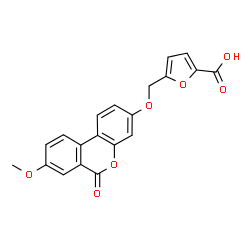 ChemSpider 2D Image | 5-{[(8-Methoxy-6-oxo-6H-benzo[c]chromen-3-yl)oxy]methyl}-2-furoic acid | C20H14O7
