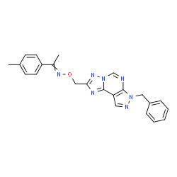 ChemSpider 2D Image | N-[(7-Benzyl-7H-pyrazolo[4,3-e][1,2,4]triazolo[1,5-c]pyrimidin-2-yl)methoxy]-1-(4-methylphenyl)ethanimine | C23H21N7O