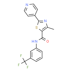 ChemSpider 2D Image | 4-Methyl-2-(4-pyridinyl)-N-[3-(trifluoromethyl)phenyl]-1,3-thiazole-5-carboxamide | C17H12F3N3OS