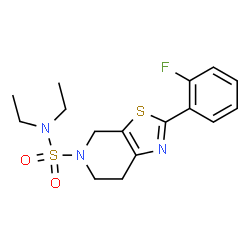 ChemSpider 2D Image | N,N-Diethyl-2-(2-fluorophenyl)-6,7-dihydro[1,3]thiazolo[5,4-c]pyridine-5(4H)-sulfonamide | C16H20FN3O2S2
