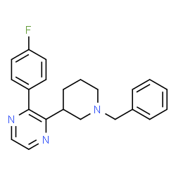 ChemSpider 2D Image | 2-(1-Benzyl-3-piperidinyl)-3-(4-fluorophenyl)pyrazine | C22H22FN3