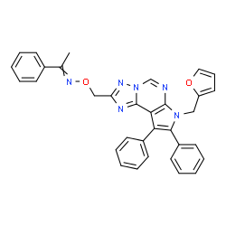 ChemSpider 2D Image | N-{[7-(2-Furylmethyl)-8,9-diphenyl-7H-pyrrolo[3,2-e][1,2,4]triazolo[1,5-c]pyrimidin-2-yl]methoxy}-1-phenylethanimine | C33H26N6O2