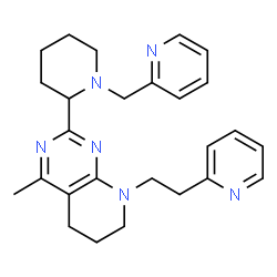 ChemSpider 2D Image | 4-Methyl-8-[2-(2-pyridinyl)ethyl]-2-[1-(2-pyridinylmethyl)-2-piperidinyl]-5,6,7,8-tetrahydropyrido[2,3-d]pyrimidine | C26H32N6