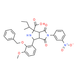 ChemSpider 2D Image | 3-[2-(Benzyloxy)-3-methoxyphenyl]-1-sec-butyl-5-(3-nitrophenyl)-4,6-dioxooctahydropyrrolo[3,4-c]pyrrole-1-carboxylic acid | C31H31N3O8