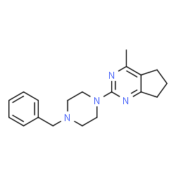 ChemSpider 2D Image | 2-(4-Benzyl-1-piperazinyl)-4-methyl-6,7-dihydro-5H-cyclopenta[d]pyrimidine | C19H24N4