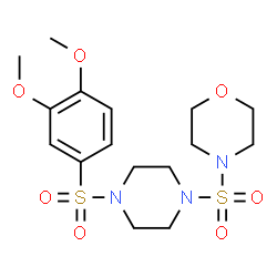 ChemSpider 2D Image | 4-({4-[(3,4-Dimethoxyphenyl)sulfonyl]-1-piperazinyl}sulfonyl)morpholine | C16H25N3O7S2