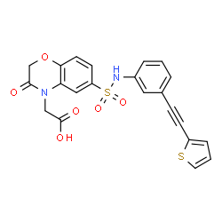 ChemSpider 2D Image | (3-Oxo-6-{[3-(2-thienylethynyl)phenyl]sulfamoyl}-2,3-dihydro-4H-1,4-benzoxazin-4-yl)acetic acid | C22H16N2O6S2