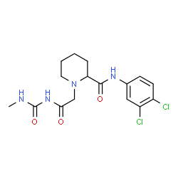 ChemSpider 2D Image | N-(3,4-Dichlorophenyl)-1-{2-[(methylcarbamoyl)amino]-2-oxoethyl}-2-piperidinecarboxamide | C16H20Cl2N4O3