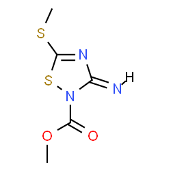 ChemSpider 2D Image | Methyl (3E)-3-imino-5-(methylsulfanyl)-1,2,4-thiadiazole-2(3H)-carboxylate | C5H7N3O2S2