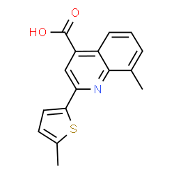 ChemSpider 2D Image | 8-Methyl-2-(5-methyl-2-thienyl)-4-quinolinecarboxylic acid | C16H13NO2S